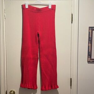 SOLID & STRIPED Logan Pant Lipstick Red Knit Ribbed Stretchy Pants